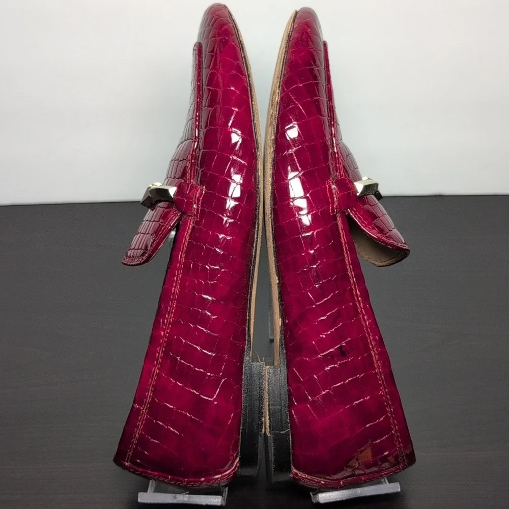 Kate Spade New York Lana Croc-embossed red loafers woman's size 7.5 - Picture 6 of 16